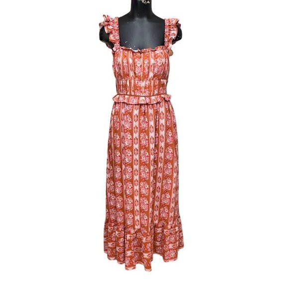 NEW House of Harlow Helena Maxi Dress in Terracotta Pink Floral Size Small - Picture 2 of 9